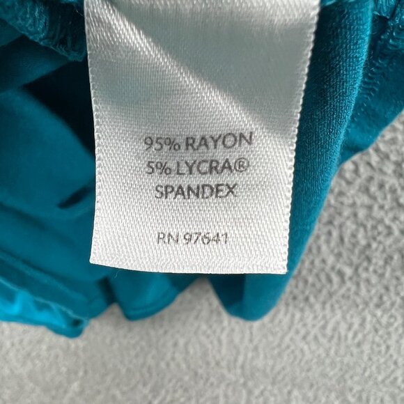 J Jill WearEver Women Wrap Dress Medium Blue Collared Long Sleeve Ruched Stretch - Picture 6 of 13